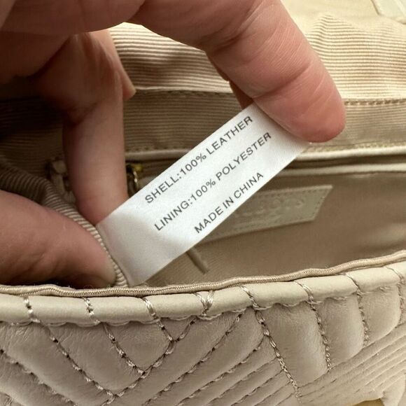 Talbots Off White Quilted Genuine Leather Chain Strap Turn lock Shoulder Bag - Picture 9 of 12